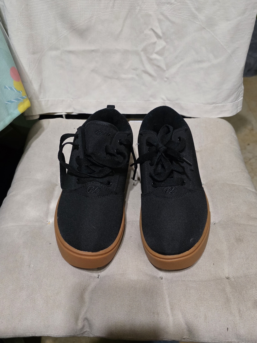 Heelys Black Canvas Kids Sneakers with Gum Brown Soles